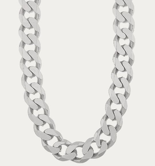 20 Inch Men's Curb Chain in Sterling Silver 10mm