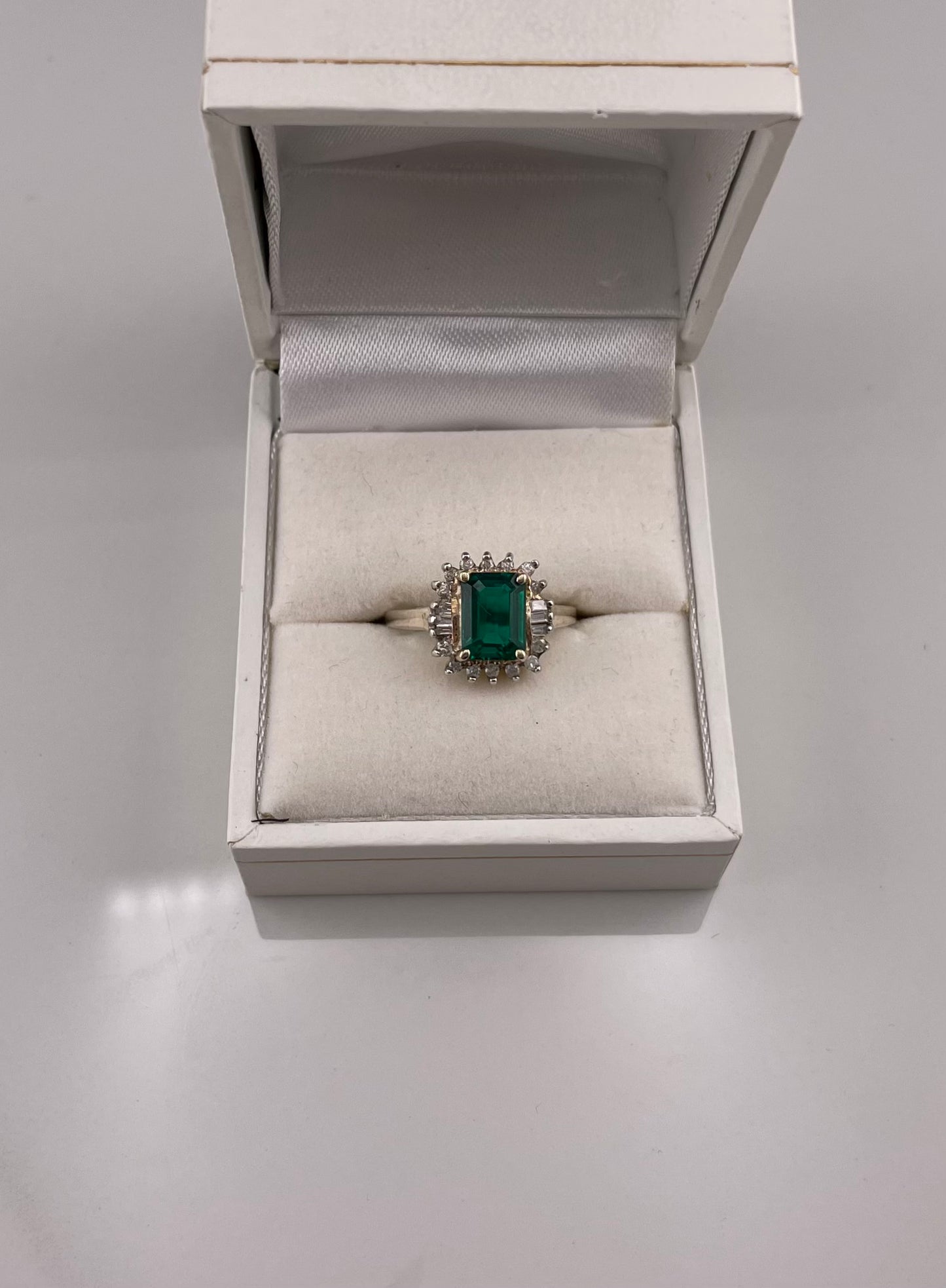 10K Yellow Gold Synthetic Emerald Ring