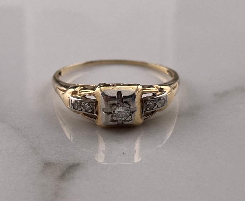 14K Yellow Gold Ring With Diamonds