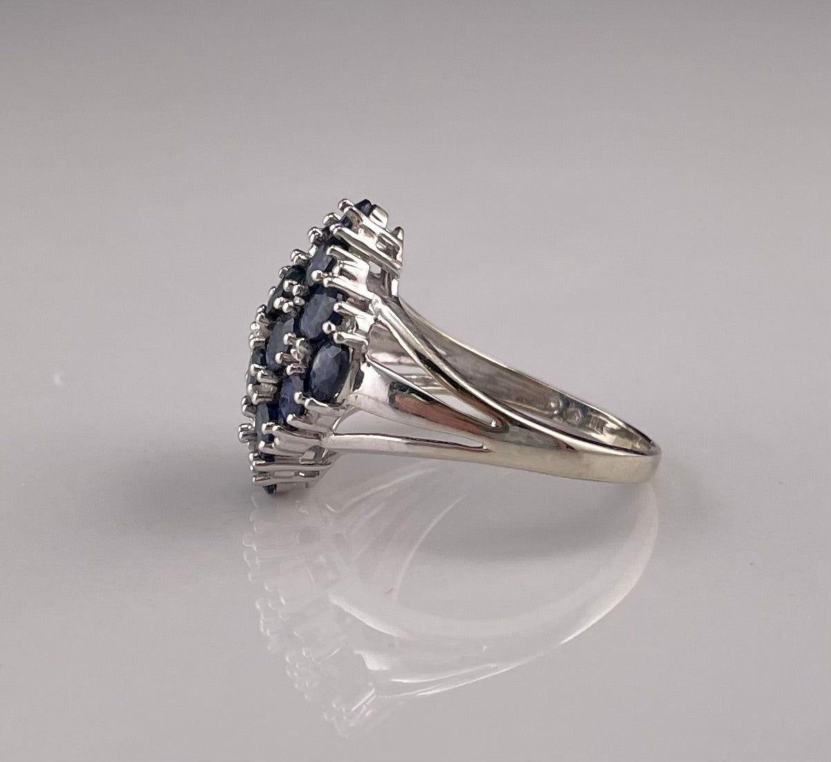 10K White Gold Sapphire & Diamond Ring