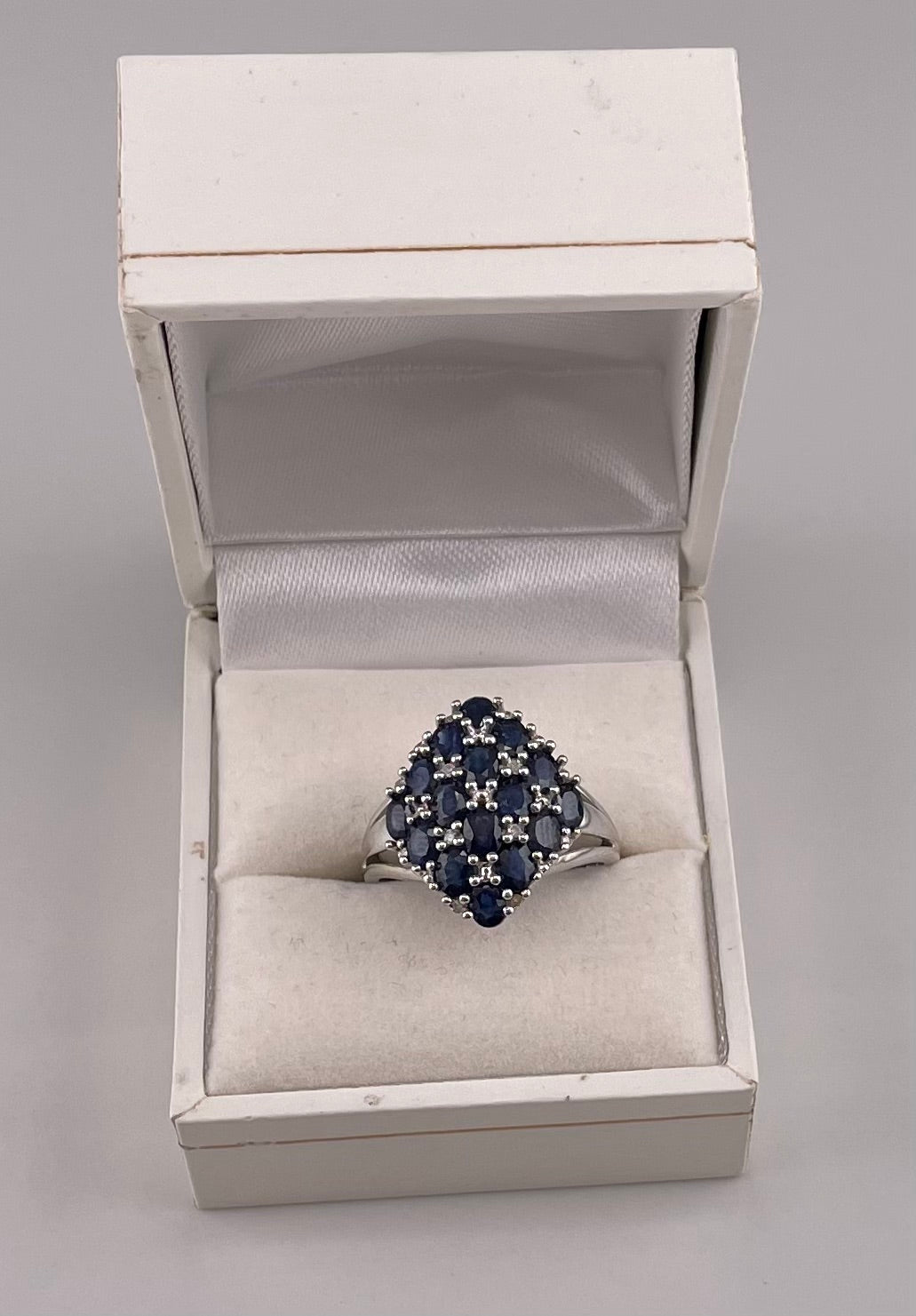 10K White Gold Sapphire & Diamond Ring