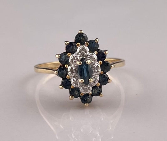 14K Yellow Gold Sapphire & Diamond Ring