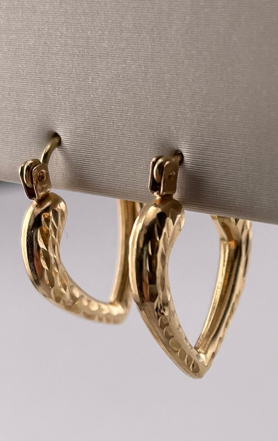 14K Yellow Gold Heart Hoop Earrings