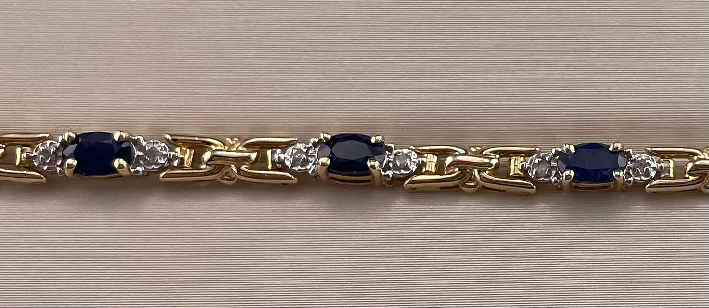 14k Yellow Gold Sapphire & Diamond Bracelet