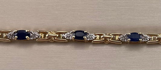 14k Yellow Gold Sapphire & Diamond Bracelet