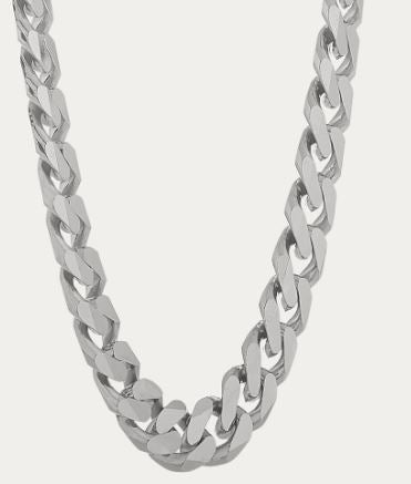 20 Inch Men's Curb Chain in Sterling Silver 10mm